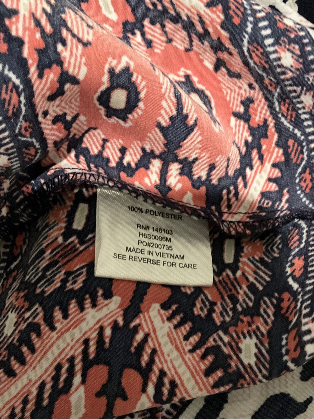 Hippie Rose Navy, Coral & White Printed Cap-Sleeve Mini Dress - Picture 4 of 4
